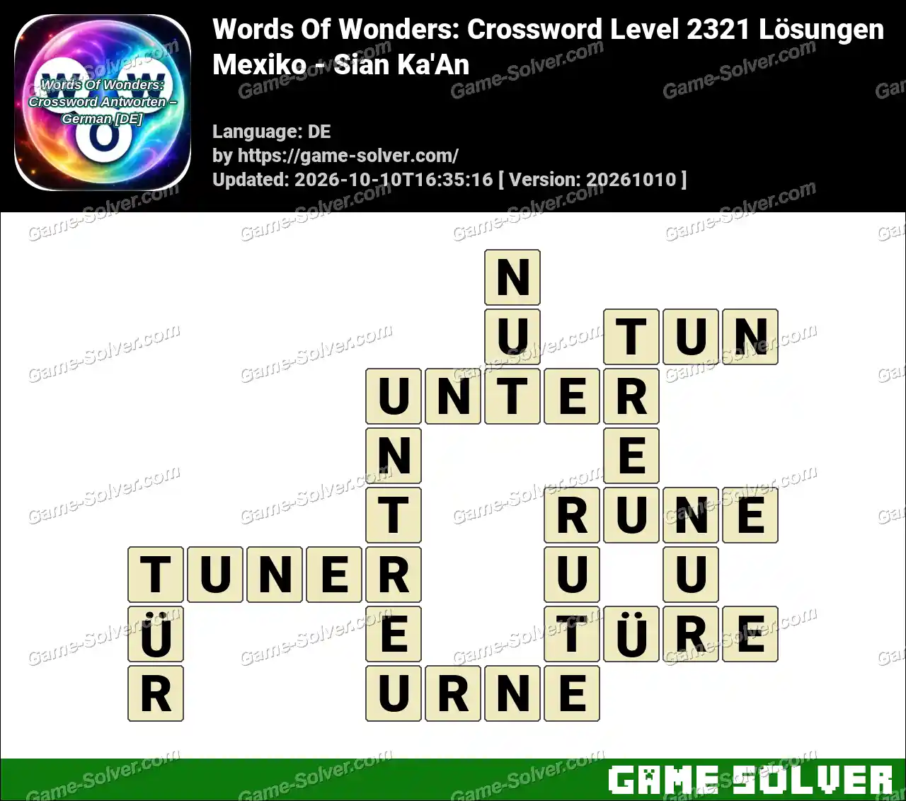 Words Of Wonders: Crossword Level 2321 Lösungen – Mexiko – Sian Ka’An